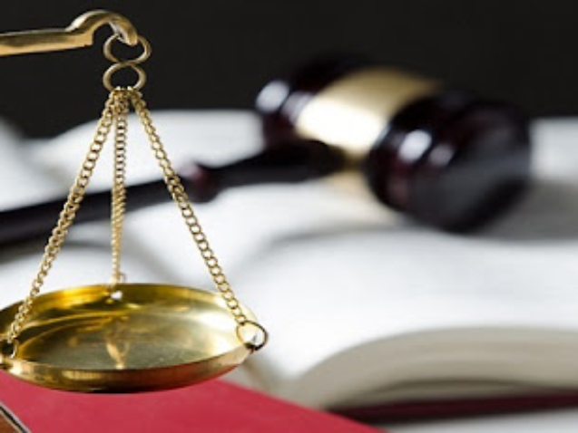 Law composition with scale and gavel on books